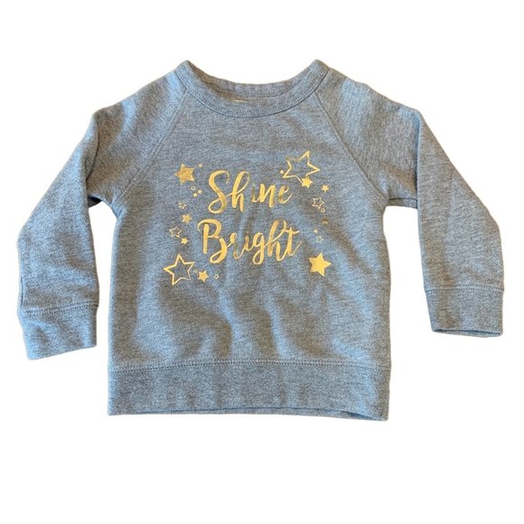 PEEK Toddler Christmas Sweatshirt L 12-18 Mos Gray Gold Shine Bright Girl Boy - Picture 1 of 7